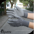 SRSAFETY high quality safety gloves/13g grey polyester palm coated PU men's working glove